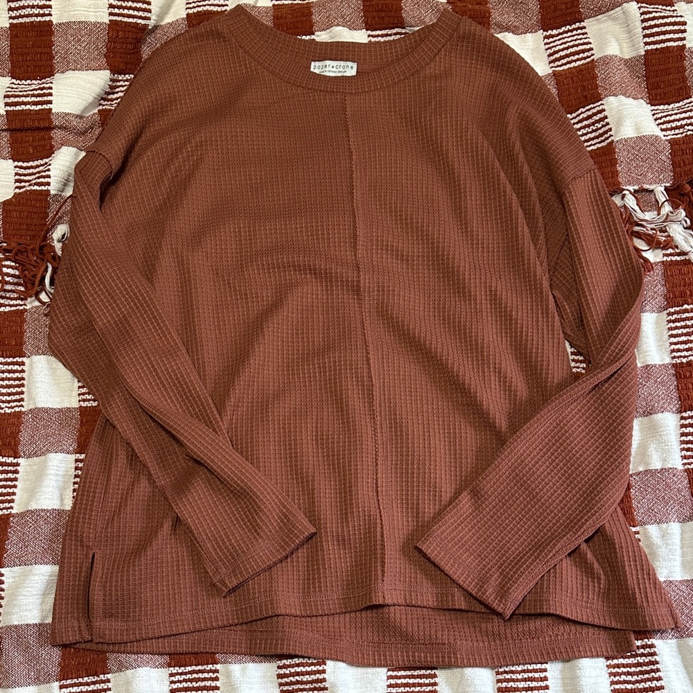 Paper Crane Women's Rust Waffle Knit Top